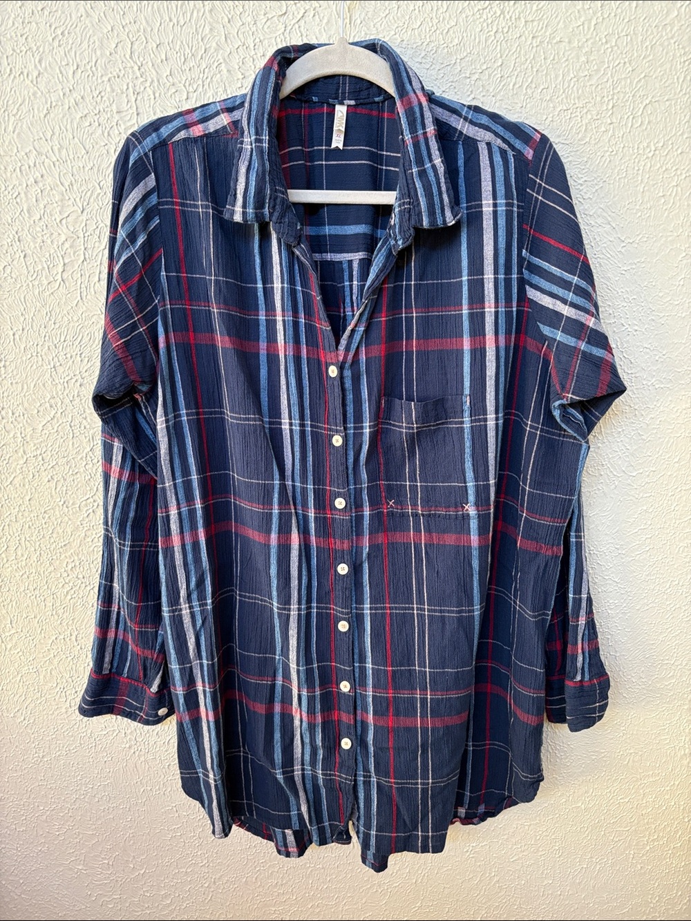 MOUNTAIN KHAKI Oversized Plaid Button Down
